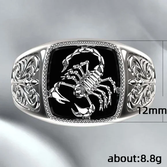 ✨Fashion Gothic Style Trendy Black Scorpion Pattern Ring For Men, GPMB1493-7 - Picture 2 of 5